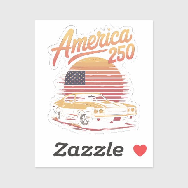 America 250 US Retro Sunset Sticker (Sheet)