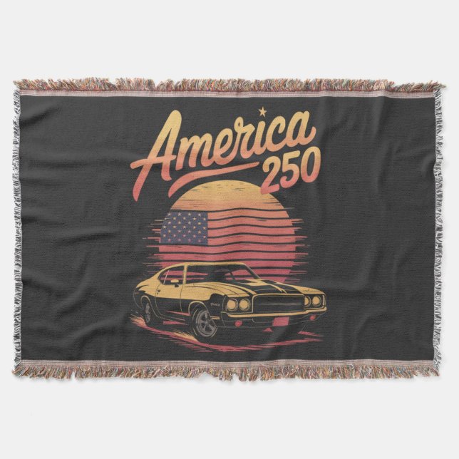 America 250 US Retro Sunset Throw Blanket (Front)
