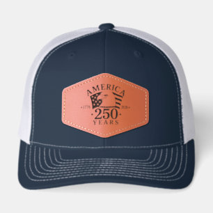 America 250 Years 1776–2026 Patriotic Eagle  Leather Patch Hat