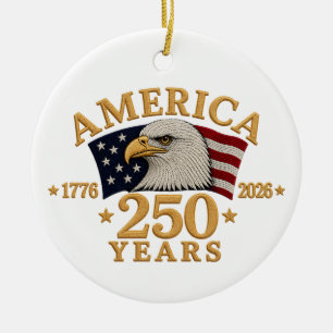 America 250 Years First Married as Mr and Mrs Ceramic Ornament