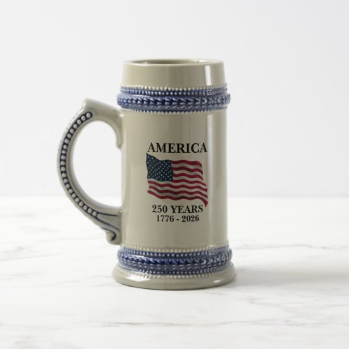 America 250 Years Flag Beer Stein