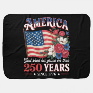 America 250 Years Flag Floral Baby Blanket