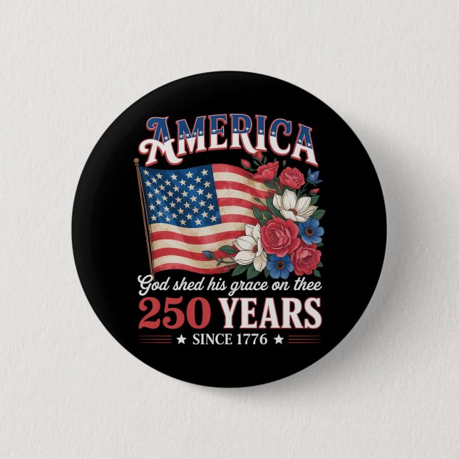 America 250 Years Flag Floral Button (Front)