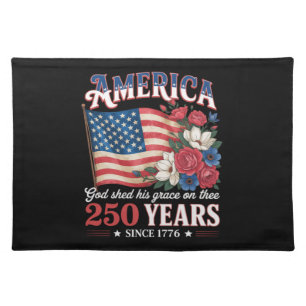 America 250 Years Flag Floral Cloth Placemat