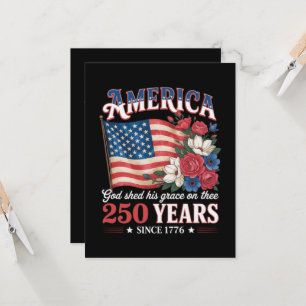 America 250 Years Flag Floral Invitation