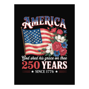 America 250 Years Flag Floral Photo Print