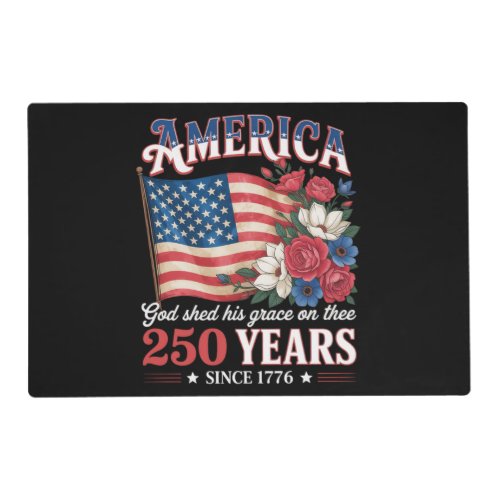America 250 Years Flag Floral Placemat