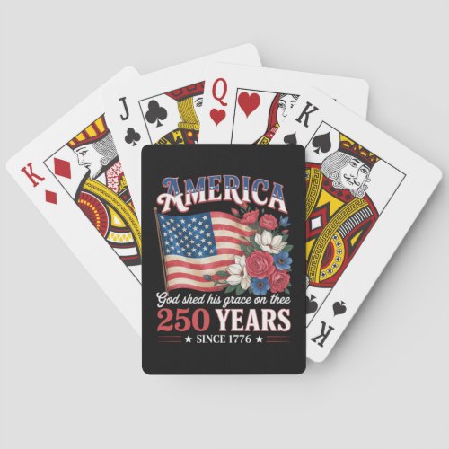 America 250 Years Flag Floral Poker Cards