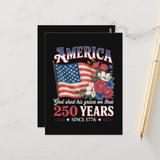 America 250 Years Flag Floral Postcard