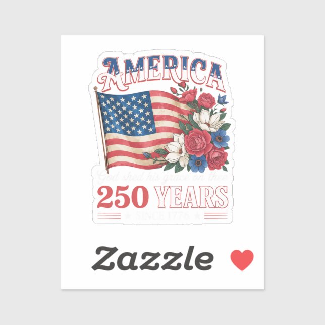America 250 Years Flag Floral Sticker (Sheet)