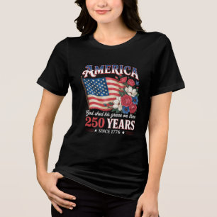 America 250 Years Flag Floral Tri-Blend Shirt