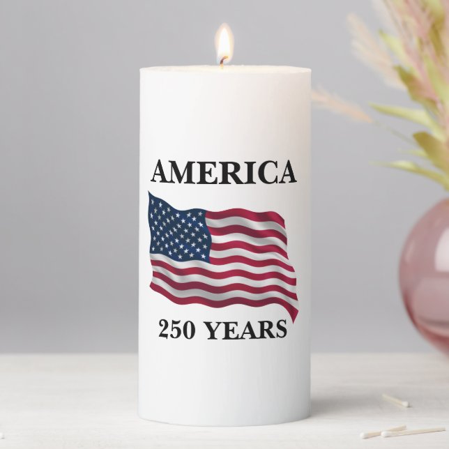 America 250 Years Flag Pillar Candle (In Situ)