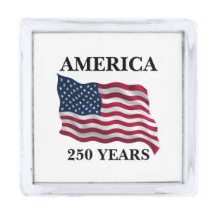 America 250 Years Flag Silver Finish Lapel Pin