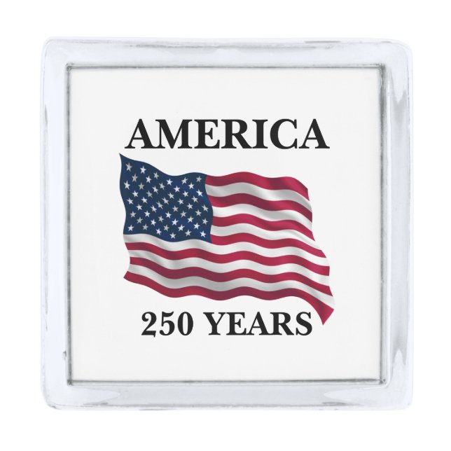 America 250 Years Flag Silver Finish Lapel Pin (Front)