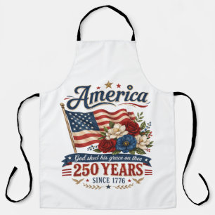 America 250 Years Floral Flag Apron