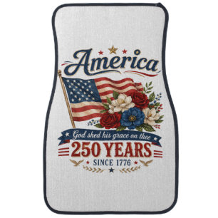America 250 Years Floral Flag Car Floor Mat