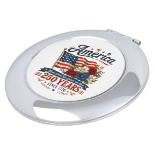 America 250 Years Floral Flag Compact Mirror
