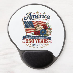 America 250 Years Floral Flag Gel Mouse Pad