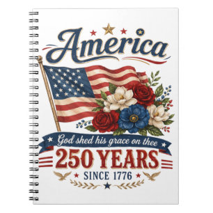 America 250 Years Floral Flag Notebook
