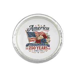 America 250 Years Floral Flag Ring