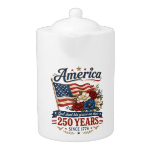 America 250 Years Floral Flag Teapot
