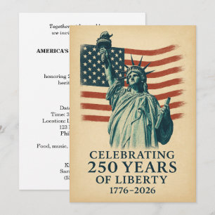 America 250 Years Liberty Patriotic Celebration Invitation
