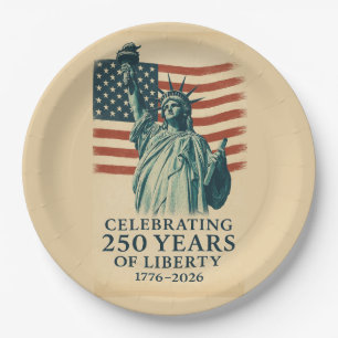 America 250 Years Liberty Patriotic Celebration Paper Plates