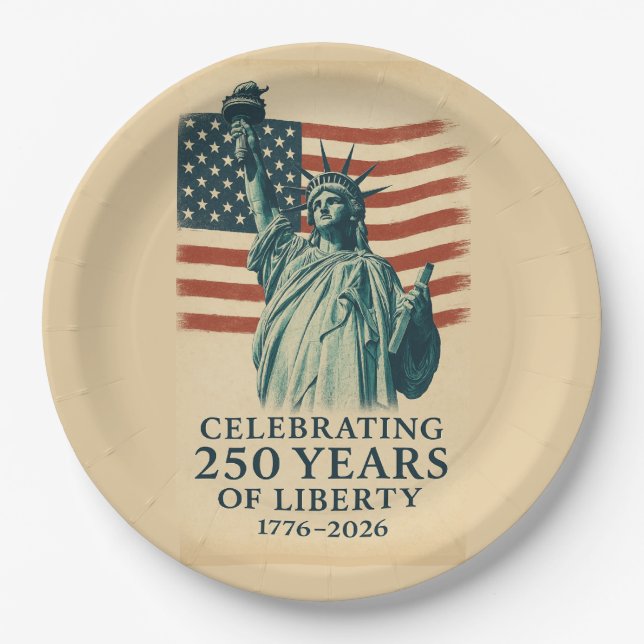 America 250 Years Liberty Patriotic Celebration Paper Plates (Front)