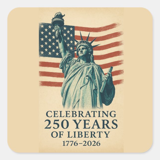 America 250 Years Liberty Patriotic Celebration Square Sticker (Front)