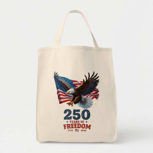 America 250 Years Of Freedom Bald Eagle USA Flag Tote Bag