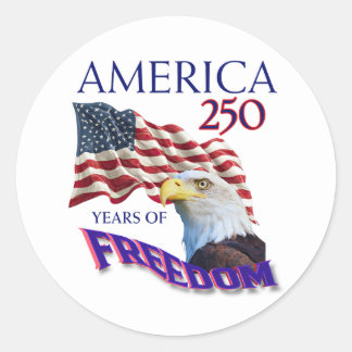 America 250 Years of Freedom Flag with Bald Eagle Classic Round Sticker