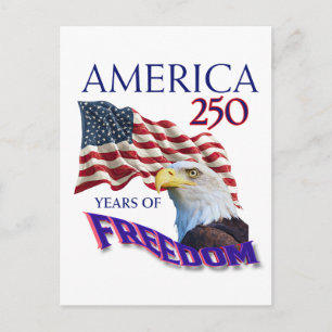 America 250 Years of Freedom Flag with Bald Eagle Postcard