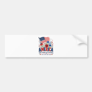 America 250 Years of Freedom Floral Flag Bumper Sticker