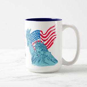 AMERICA 250 YEARS OF FREEDOM STATUE OF LIBERTY Two-Tone COFFEE MUG