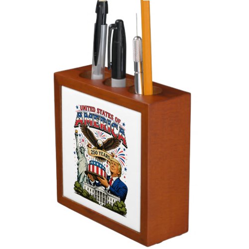 America 250 Years Patriotic Eagle Celebration Desk Organizer
