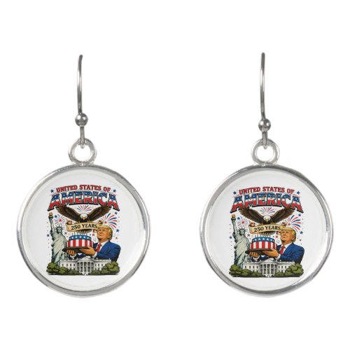 America 250 Years Patriotic Eagle Celebration Earrings