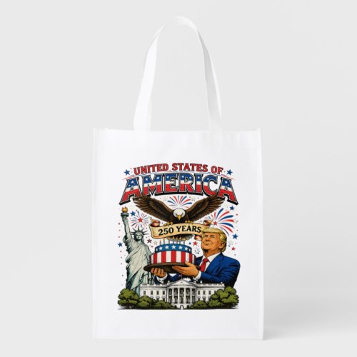 America 250 Years Patriotic Eagle Celebration Grocery Bag