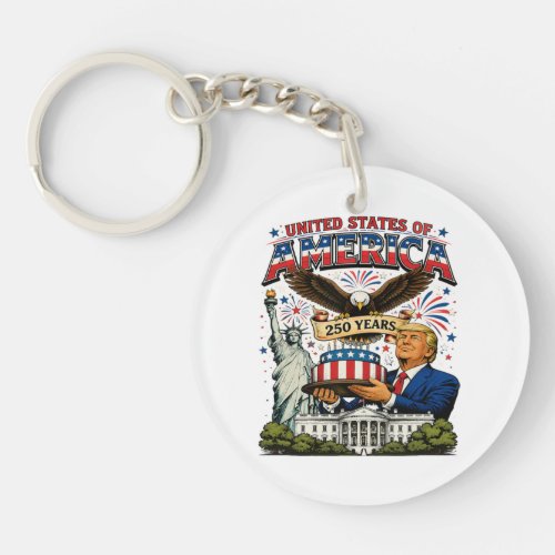 America 250 Years Patriotic Eagle Celebration Keychain