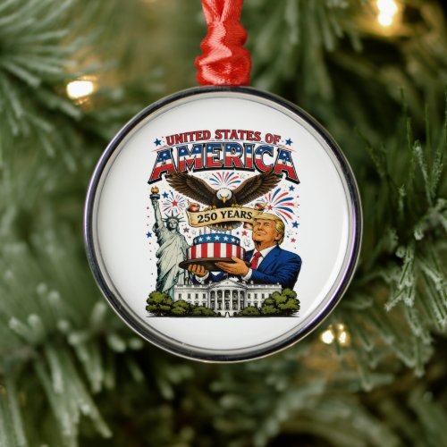 America 250 Years Patriotic Eagle Celebration Metal Ornament