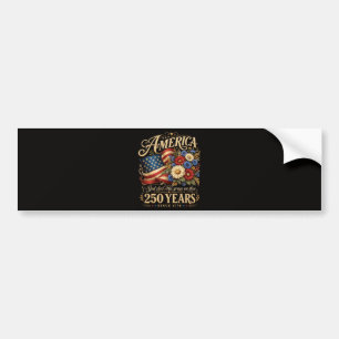 America 250 Years Since 1776 Floral Patriotic Gift Bumper Sticker
