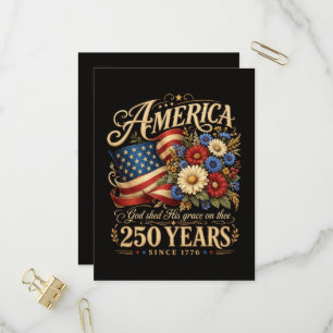 America 250 Years Since 1776 Floral Patriotic Gift Invitation Postcard