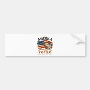 America 250 Years Since 1776 Patriotic Floral Flag Bumper Sticker