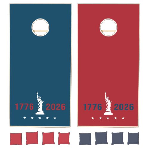 America 250th | 1776 2026 Patriotic Red White Blue Cornhole Set