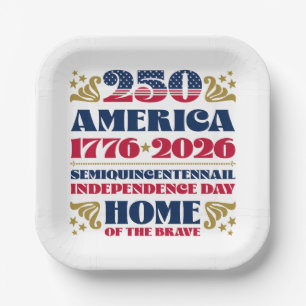America 250th 4th of July Paper Plate
