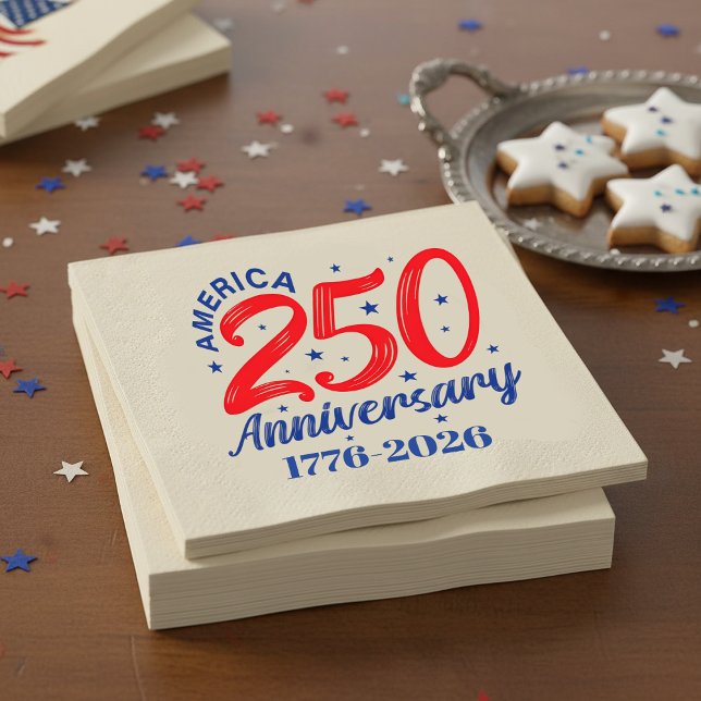 America 250th Anniversary 1776-2026 Patriotic Part Napkins (Creator Uploaded)