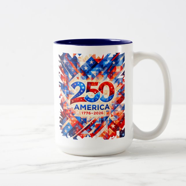 America 250th Anniversary 1776–2026 USA Patriotic Two-Tone Coffee Mug (Right)