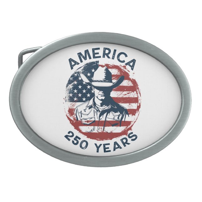 America 250th Anniversary Cowboy 1776-2026 Belt Buckle (Front)