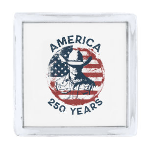 America 250th Anniversary Cowboy 1776-2026 Silver Finish Lapel Pin
