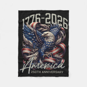 America 250th Anniversary Eagle Us Flag July 4th 2 Fleece Blanket