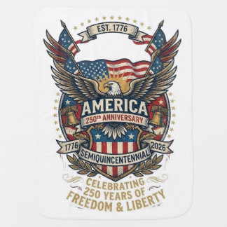 America 250th Anniversary Patriotic 1776 Freedom Baby Blanket